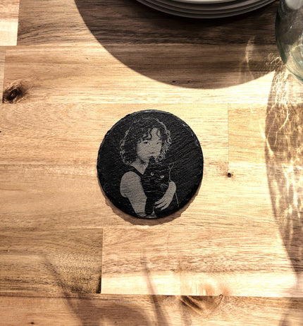 Round Black Slate Tile