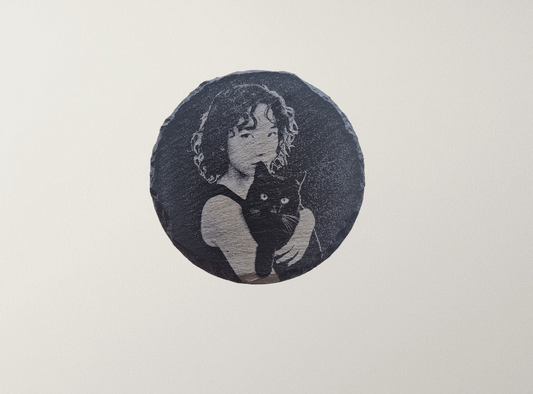 Round Black Slate Tile