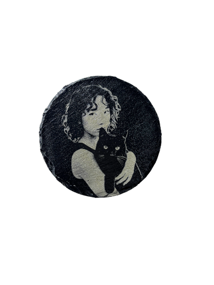 Round Black Slate Tile