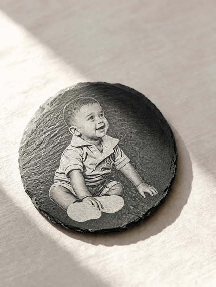 Round Black Slate Tile